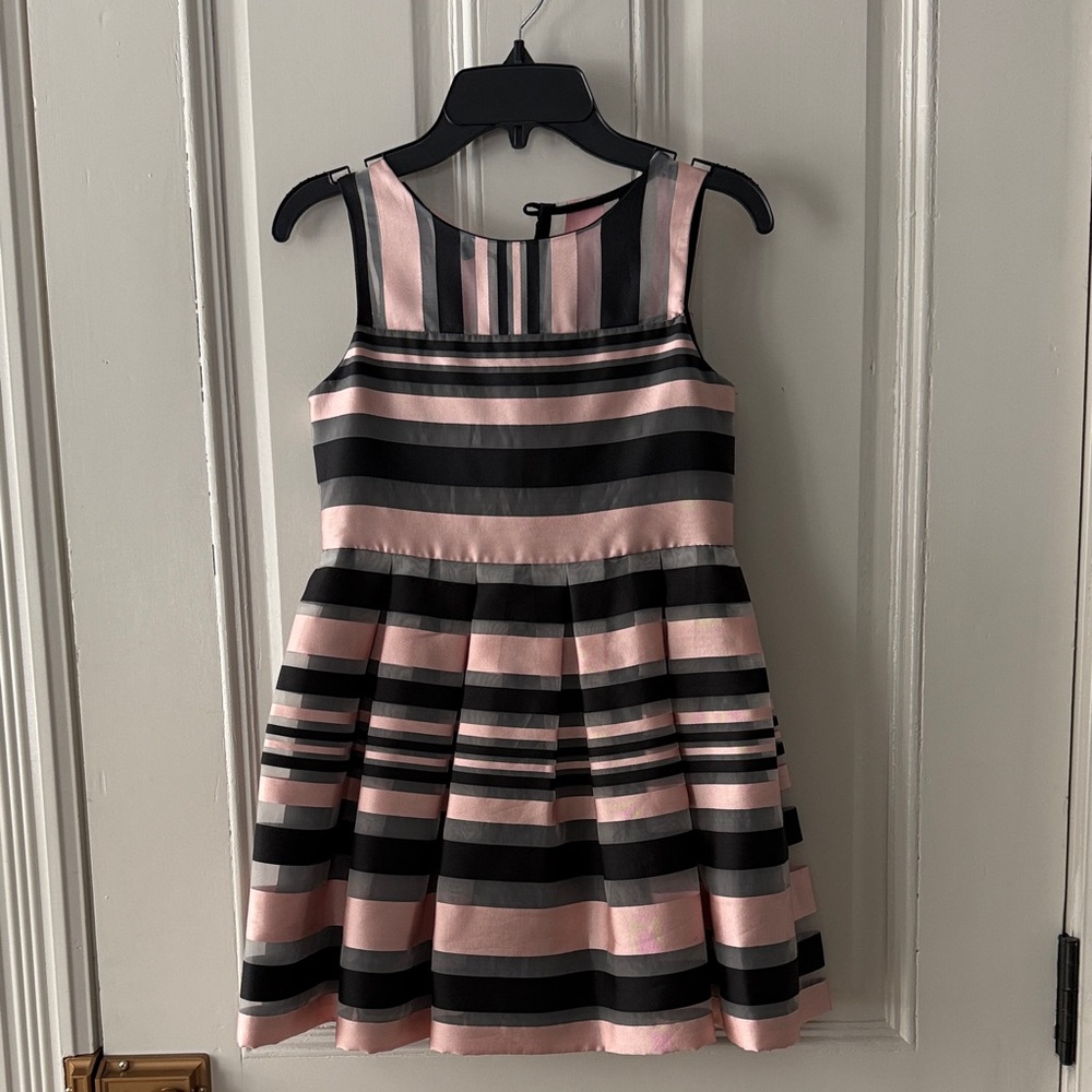Milly Minis Elegant Striped Dress in Pink and Black